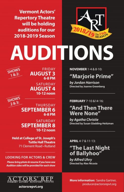 Vermont Actors Repertory Theatre Season 14 Auditions Rutland Region Chamber Of Commerce