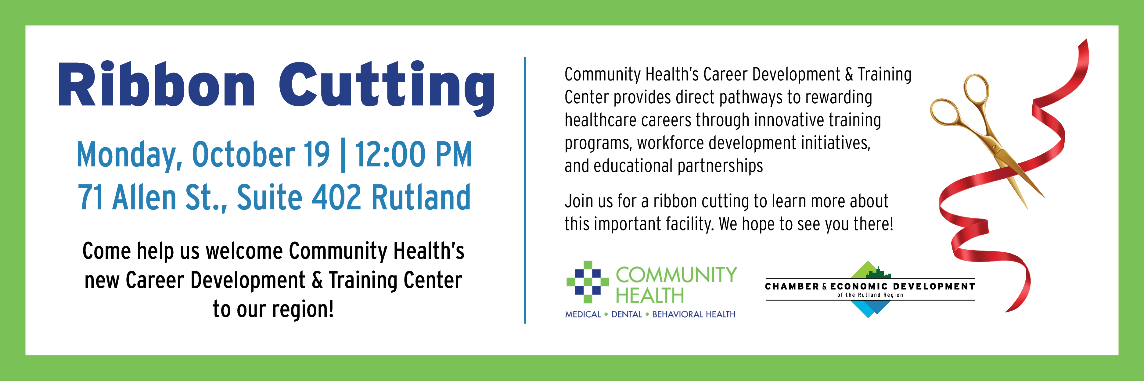 Community Health Career Dev & Training Center Ribbon Cutting October 19
