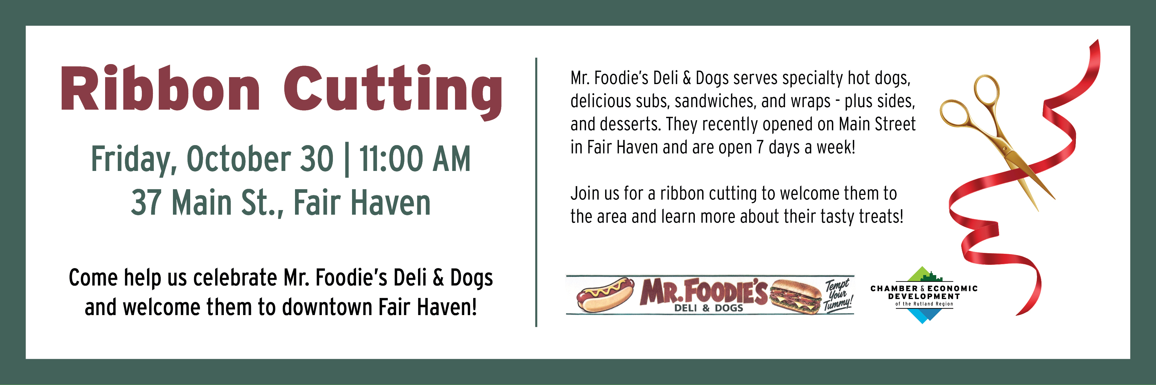 Mr Foodie's Ribbon Cutting 10/30 at 11AM